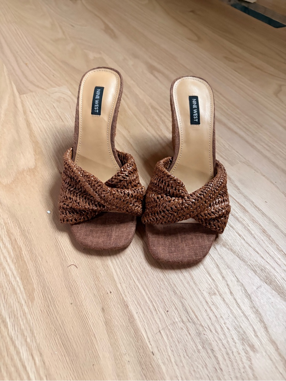 Nine West Tan/Brown Braided Slide Mules